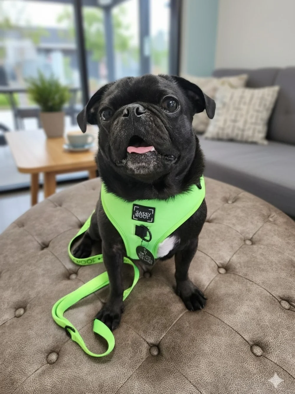 Sassy Woof Neon Green Padded Dog Harness